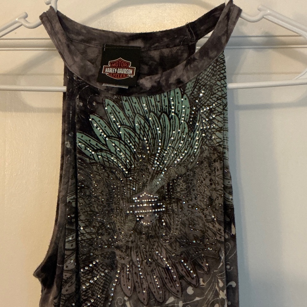 Harley-Davidson Black and Mint Tank Top